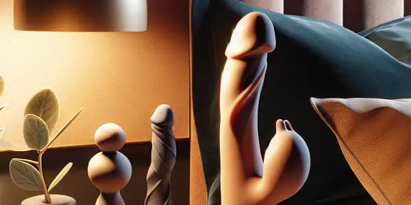 A modern, inviting bedroom featuring stylish adult toys on a bedside table, enhancing intimacy and comfort.