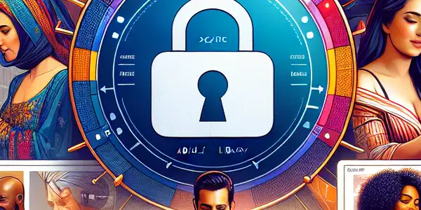 A modern digital library interface showcasing diverse characters enjoying a safe selection of adult films and videos.